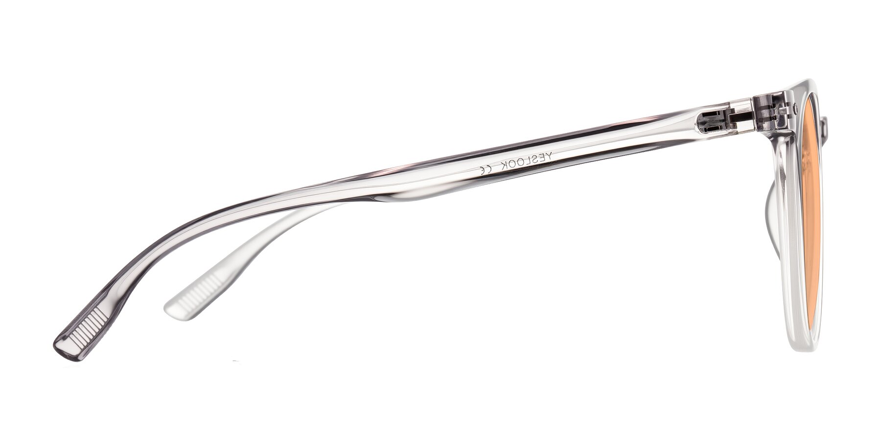 Side of Pizarro in Crystal Gray with Light Orange Tinted Lenses