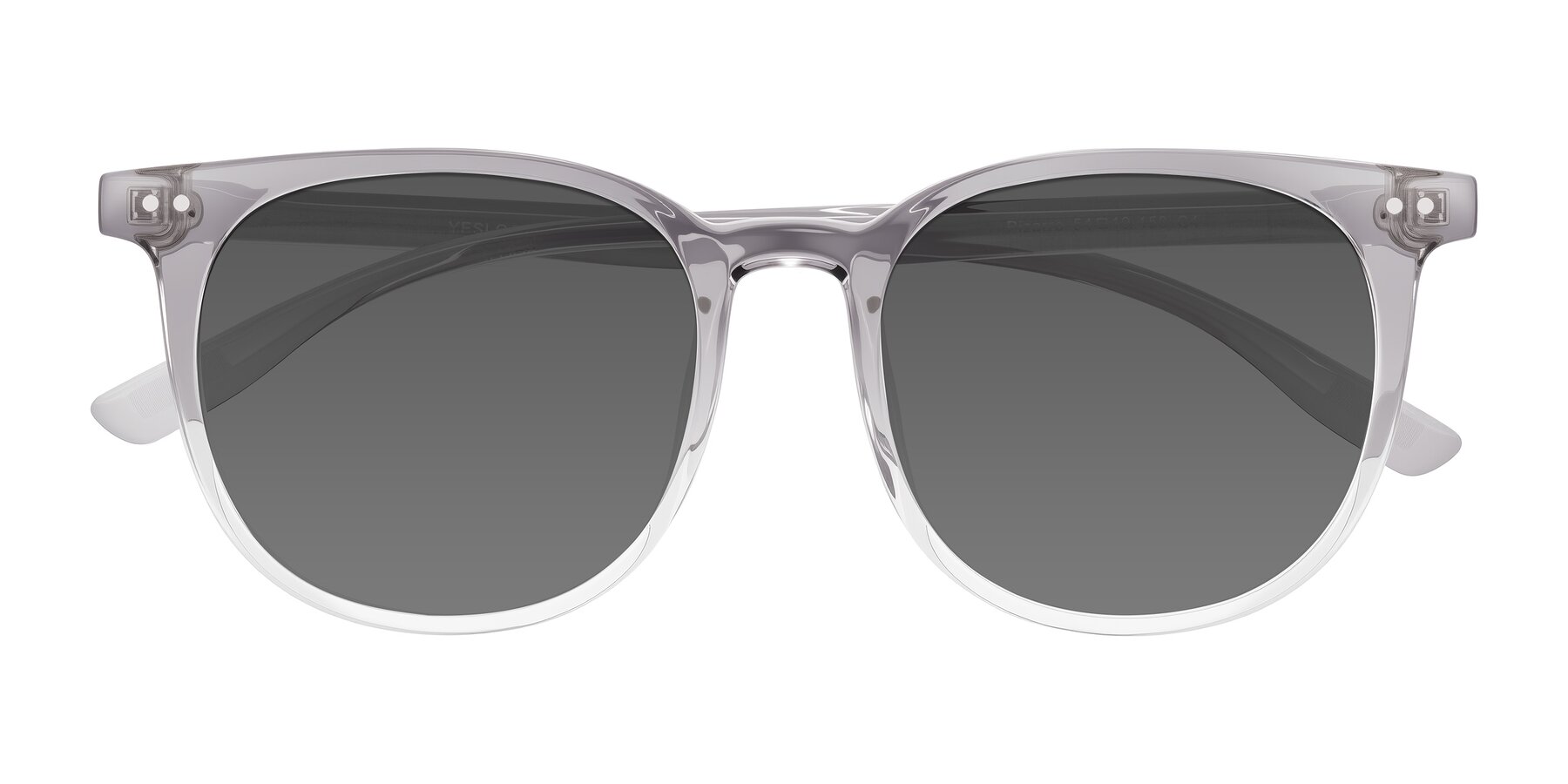 Folded Front of Pizarro in Crystal Gray with Medium Gray Tinted Lenses