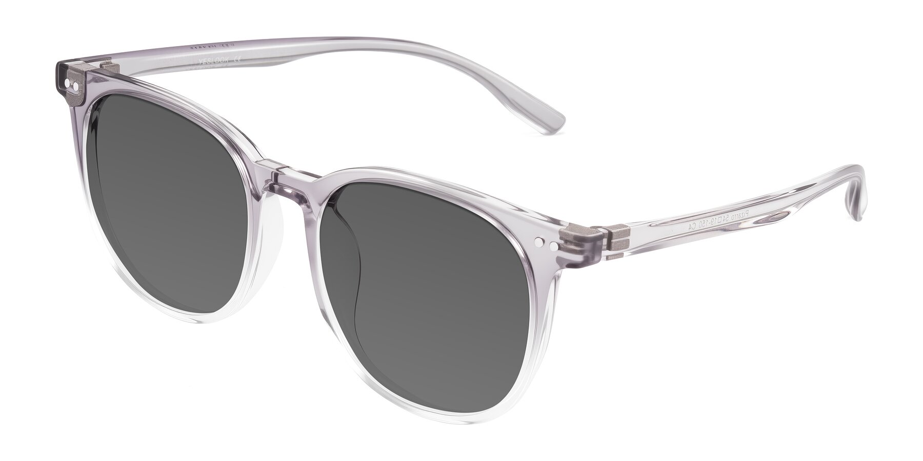 Angle of Pizarro in Crystal Gray with Medium Gray Tinted Lenses