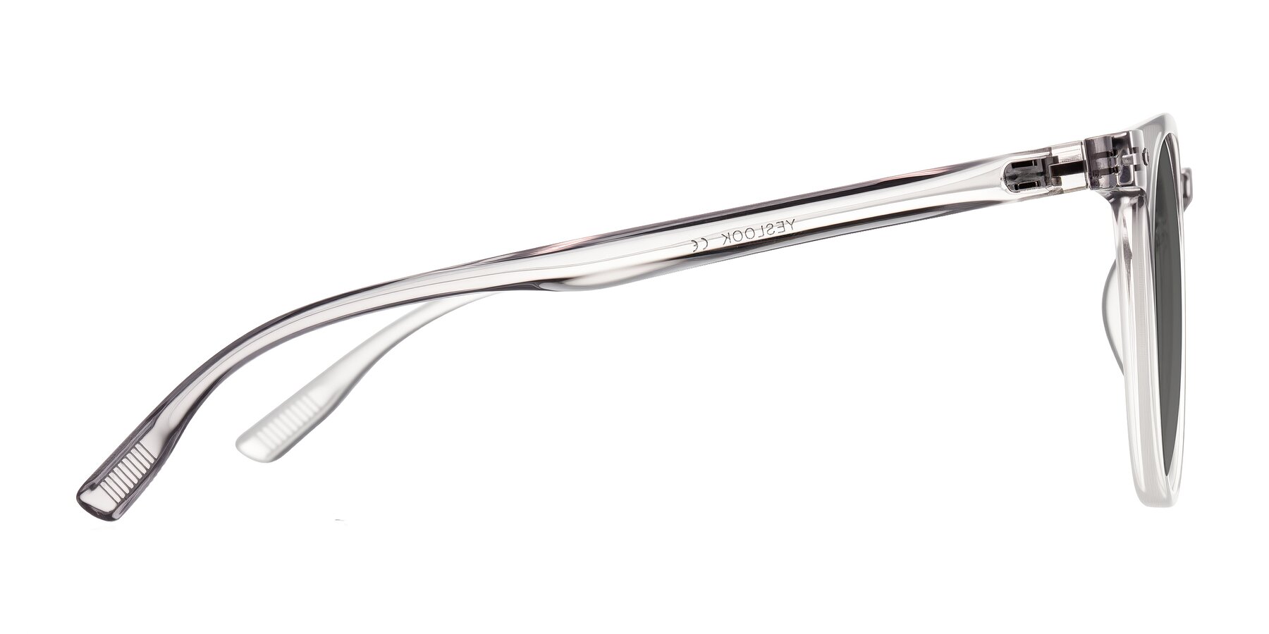 Side of Pizarro in Crystal Gray with Medium Gray Tinted Lenses