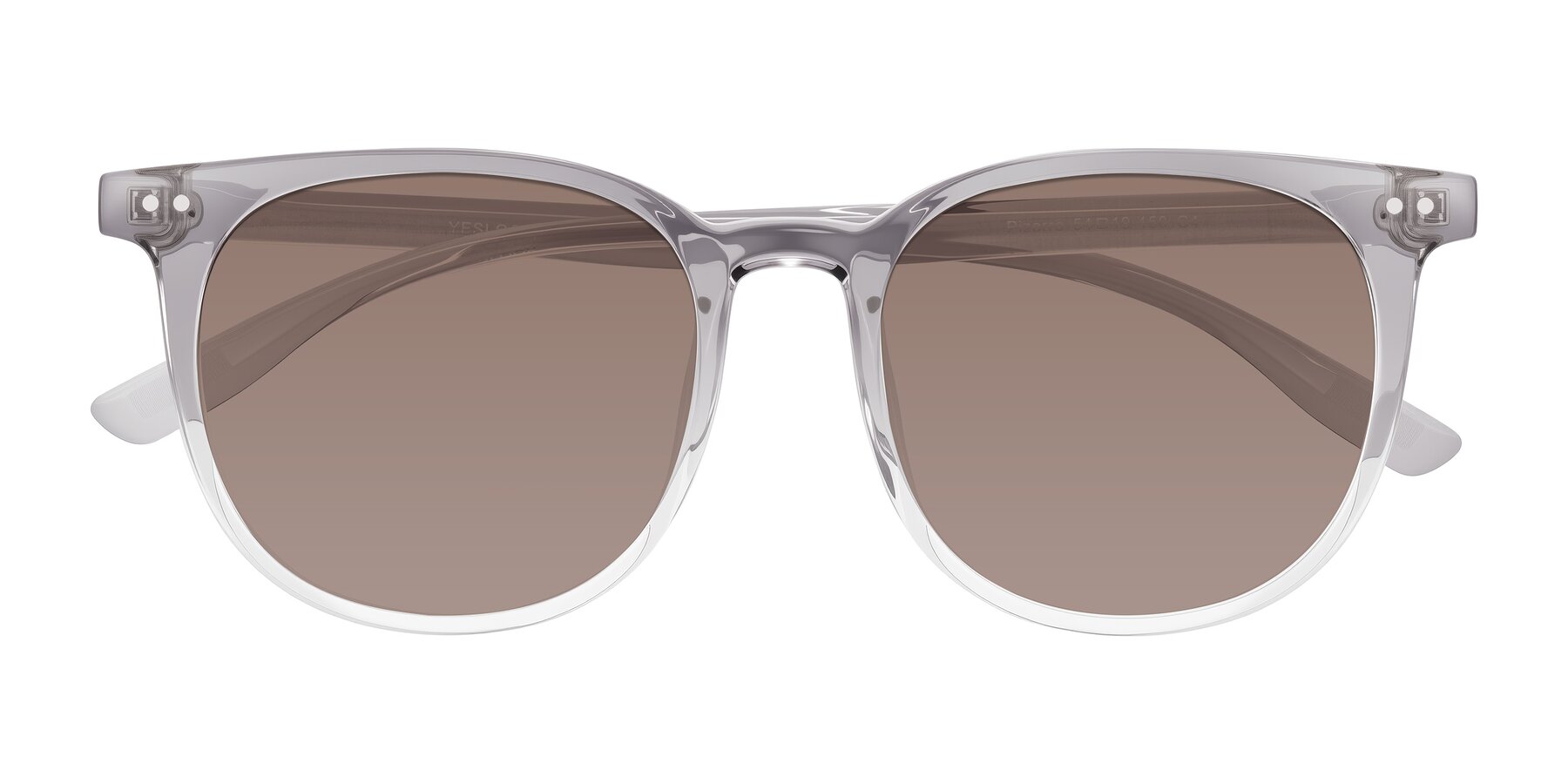 Folded Front of Pizarro in Crystal Gray with Medium Brown Tinted Lenses