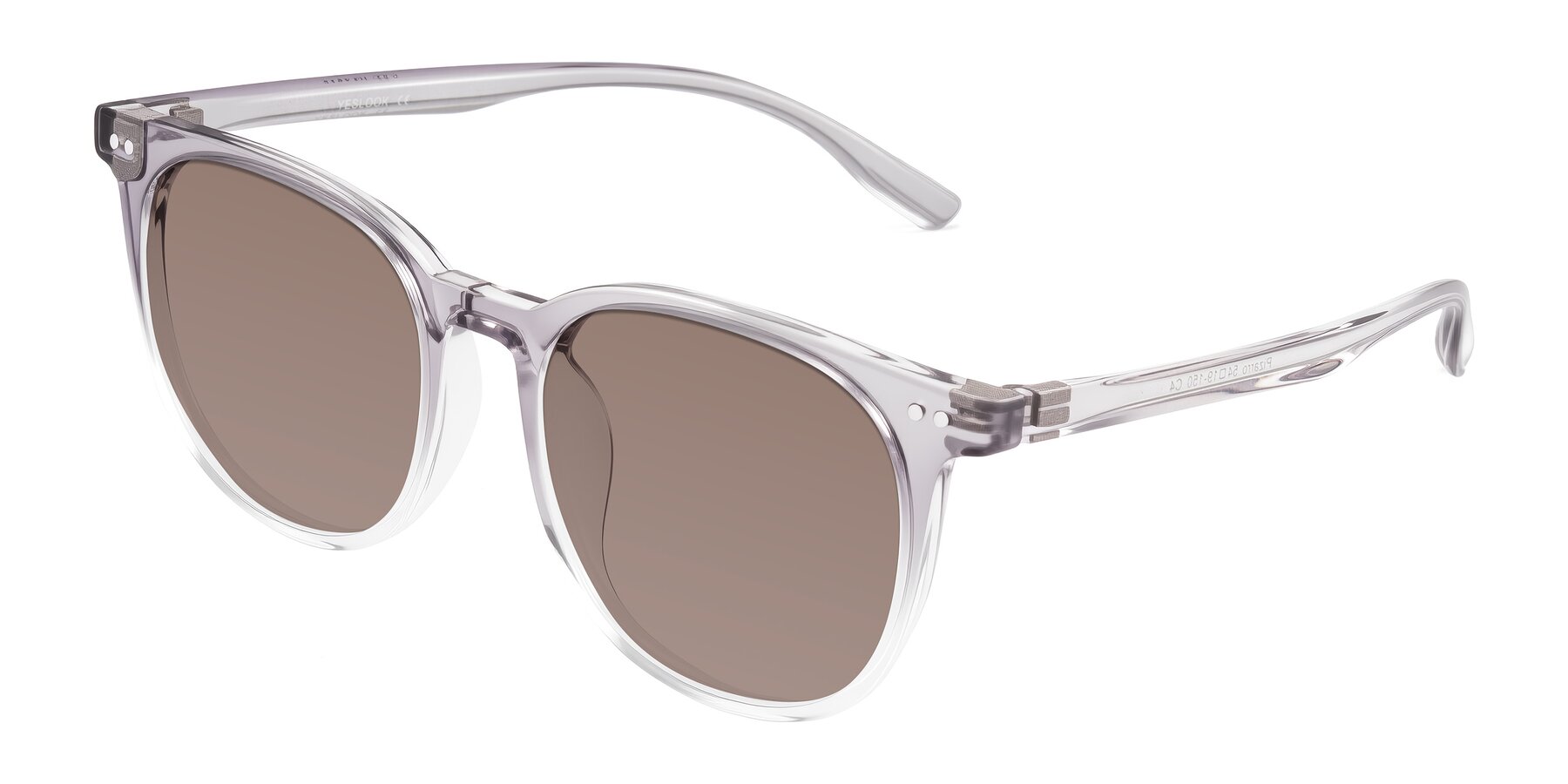 Angle of Pizarro in Crystal Gray with Medium Brown Tinted Lenses