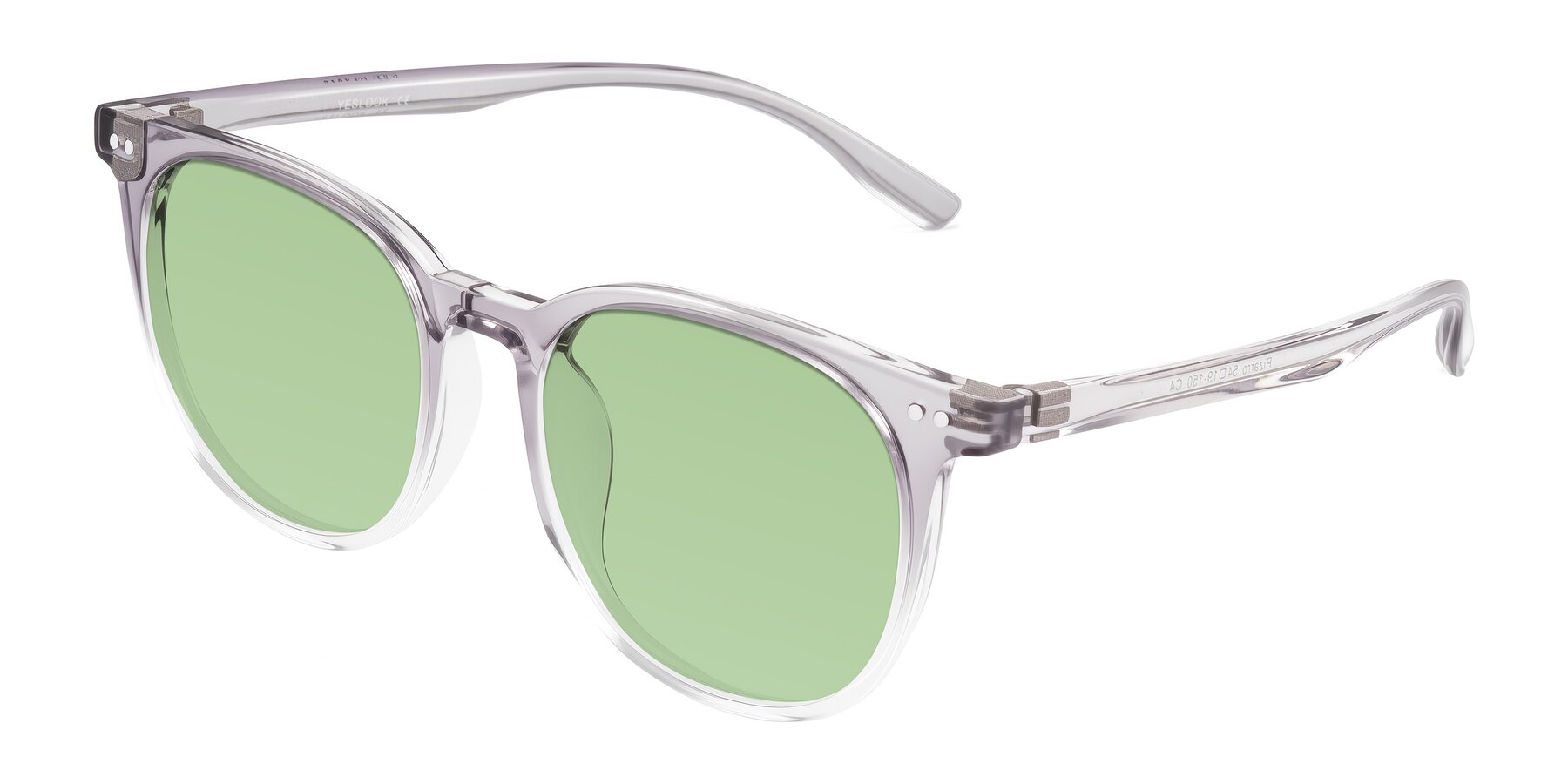 Angle of Pizarro in Crystal Gray with Medium Green Tinted Lenses