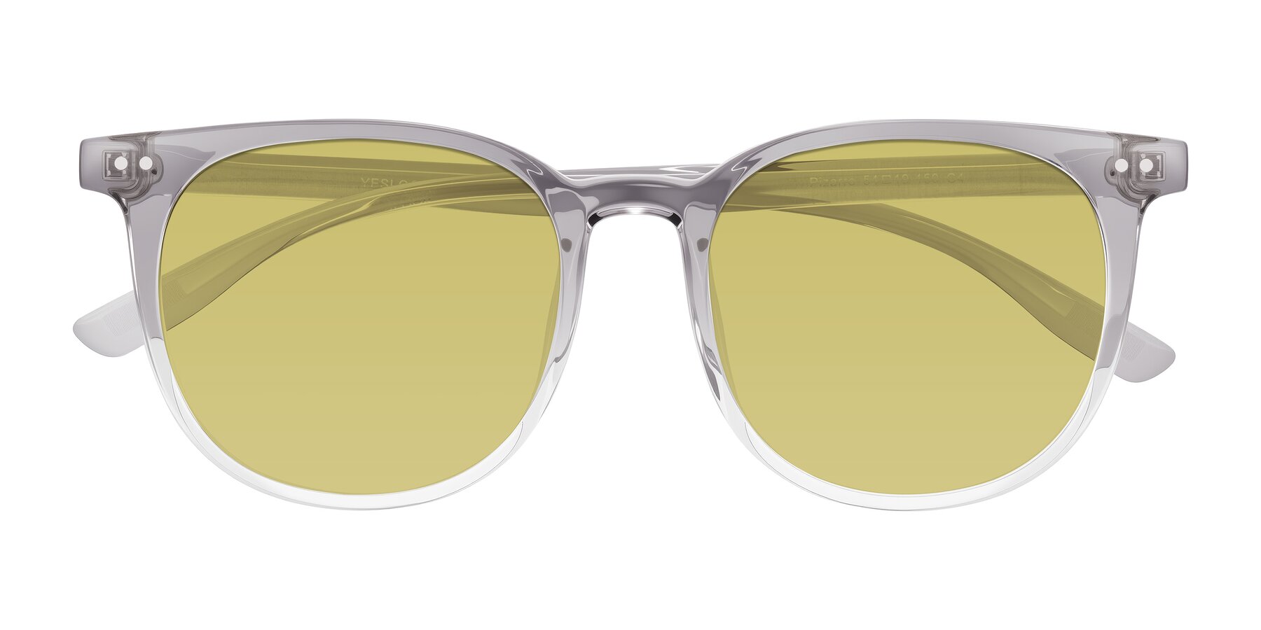 Folded Front of Pizarro in Crystal Gray with Medium Champagne Tinted Lenses