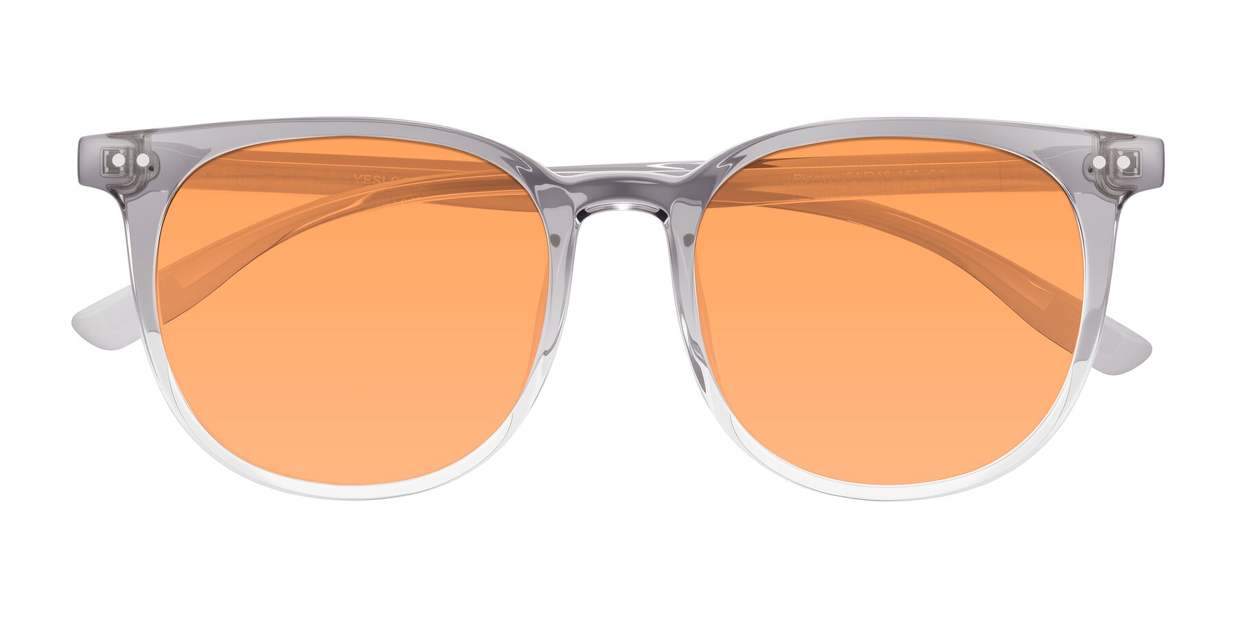 Folded Front of Pizarro in Crystal Gray with Medium Orange Tinted Lenses