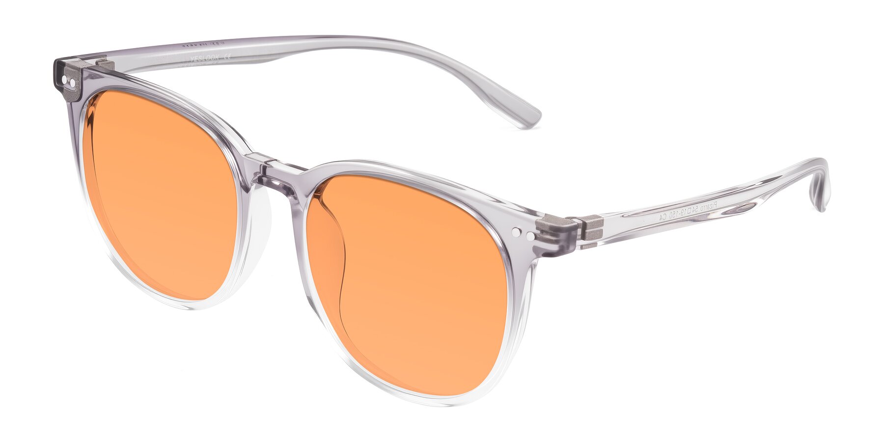 Angle of Pizarro in Crystal Gray with Medium Orange Tinted Lenses
