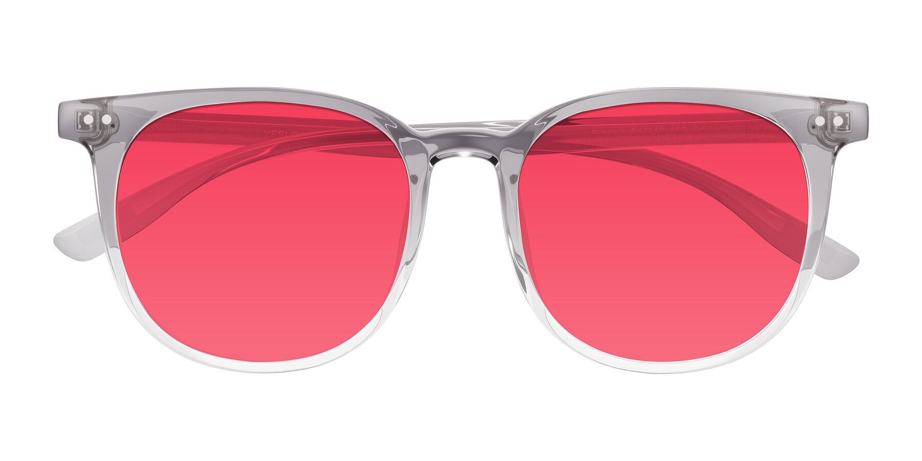 Folded Front of Pizarro in Crystal Gray with Red Tinted Lenses