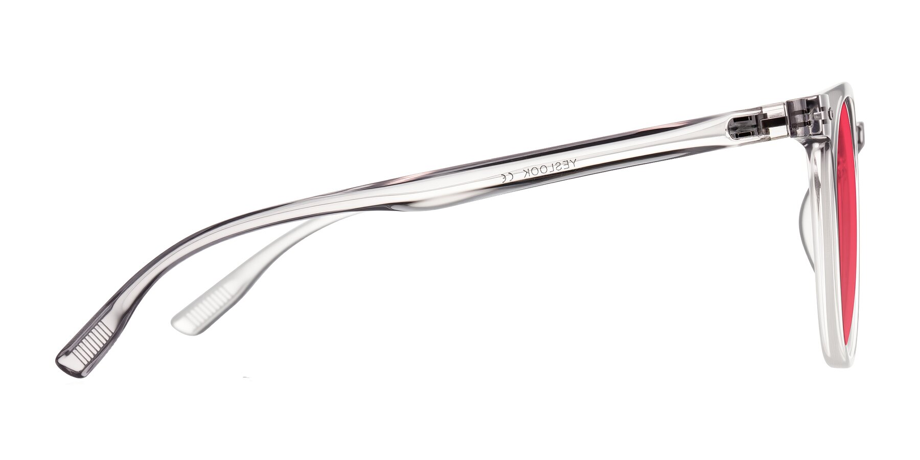 Side of Pizarro in Crystal Gray with Red Tinted Lenses