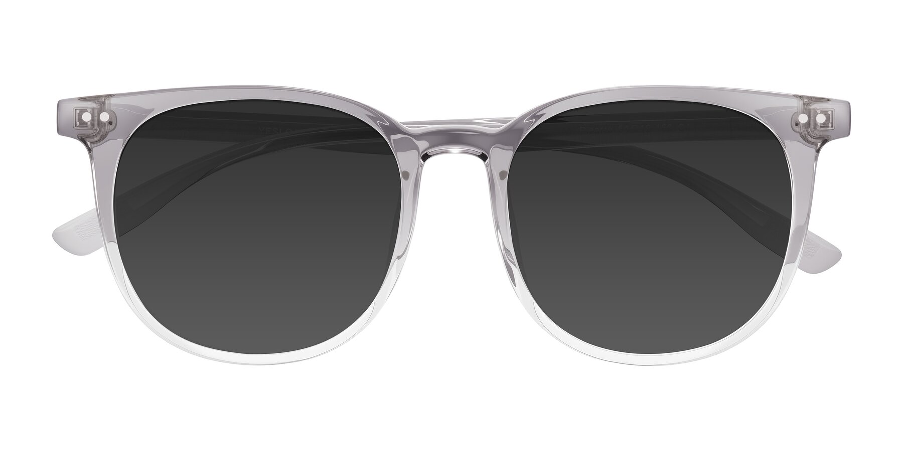 Folded Front of Pizarro in Crystal Gray with Gray Tinted Lenses