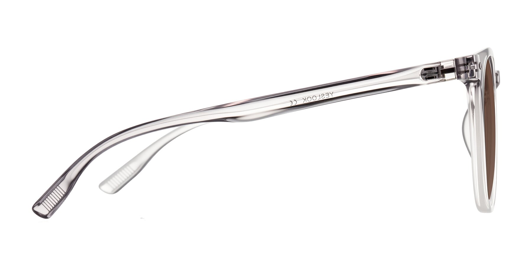 Side of Pizarro in Crystal Gray with Brown Tinted Lenses