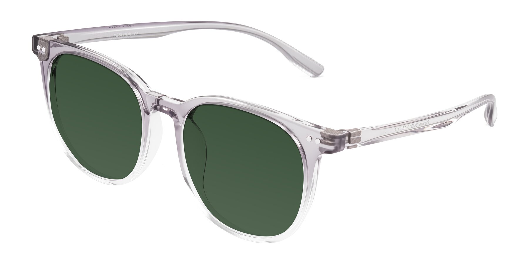 Angle of Pizarro in Crystal Gray with Green Tinted Lenses