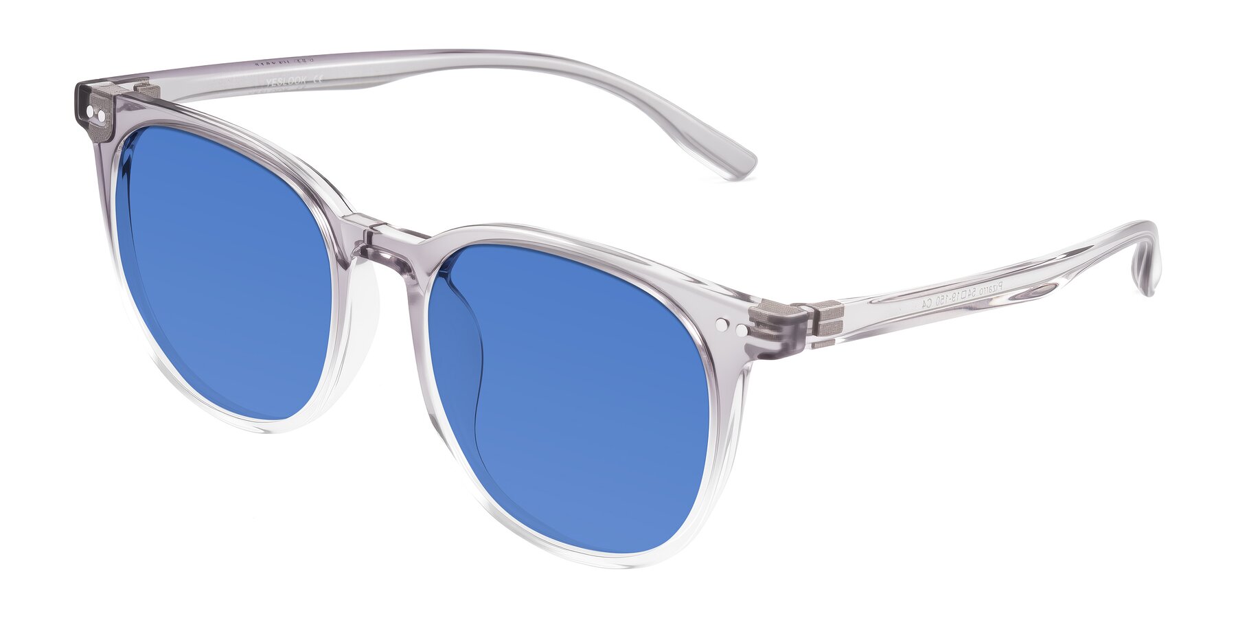 Angle of Pizarro in Crystal Gray with Blue Tinted Lenses