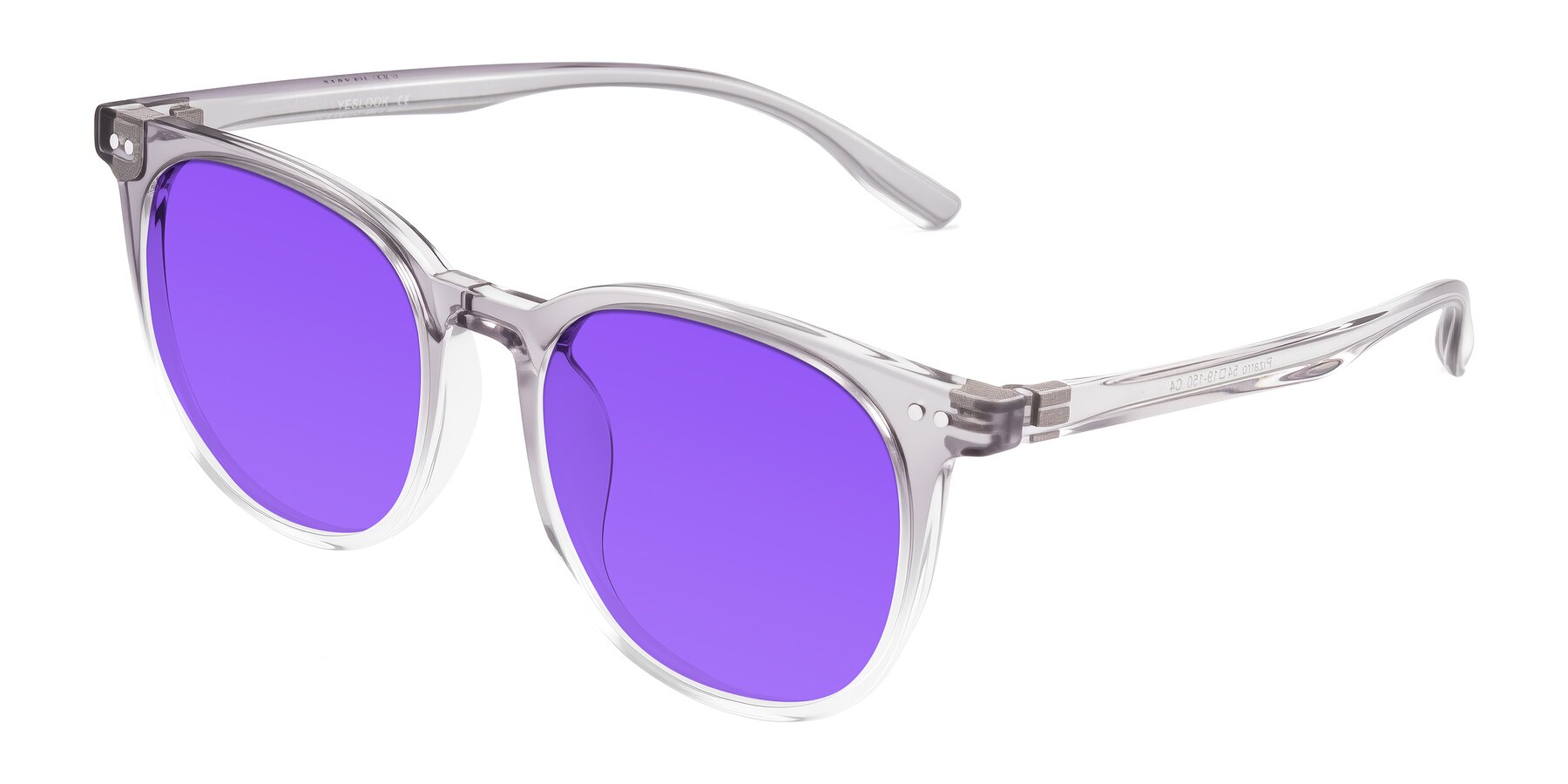 Angle of Pizarro in Crystal Gray with Purple Tinted Lenses