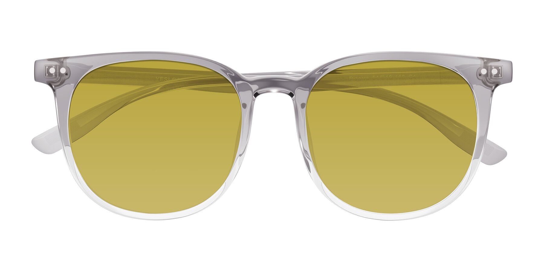 Folded Front of Pizarro in Crystal Gray with Champagne Tinted Lenses