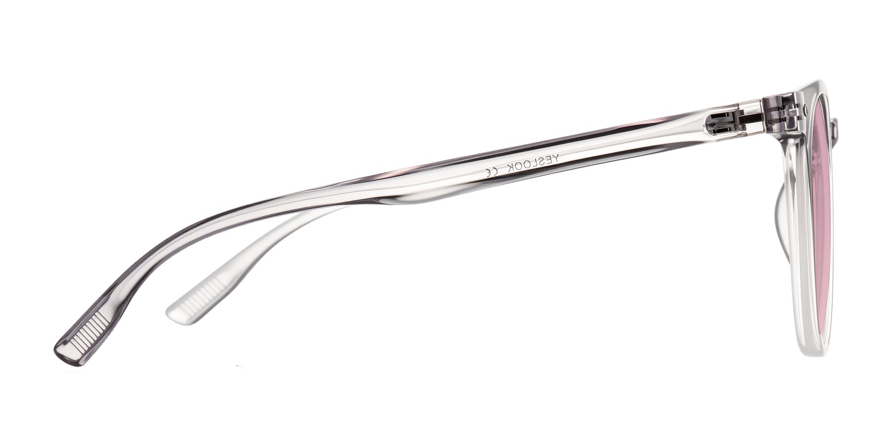 Side of Pizarro in Crystal Gray with Light Wine Tinted Lenses