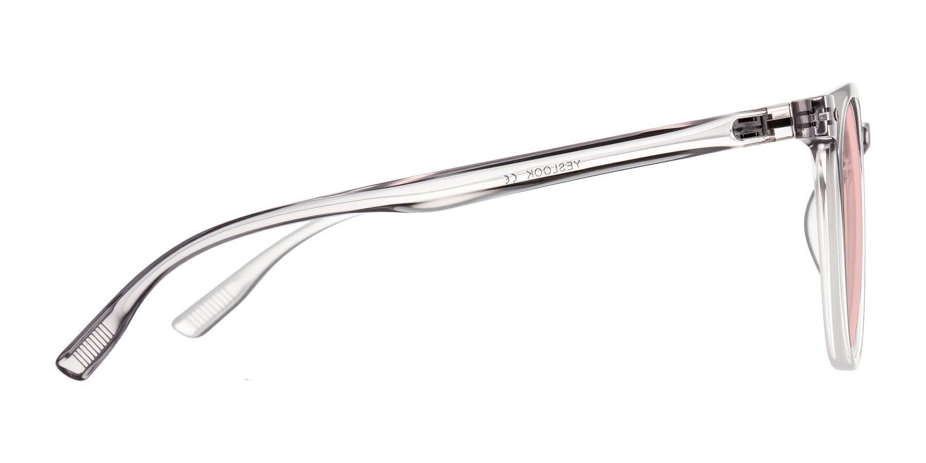 Side of Pizarro in Crystal Gray with Light Garnet Tinted Lenses