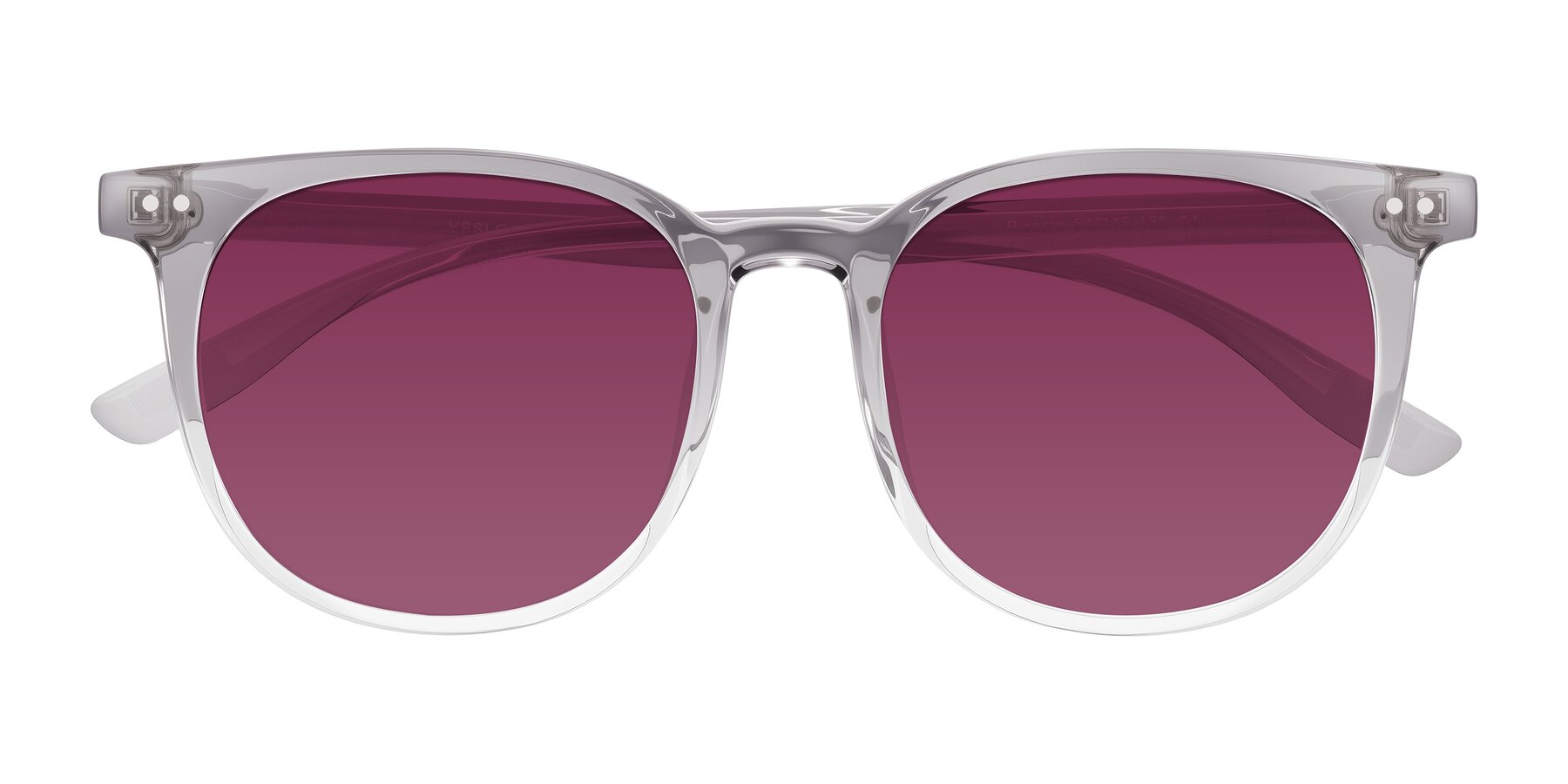 Folded Front of Pizarro in Crystal Gray with Wine Tinted Lenses