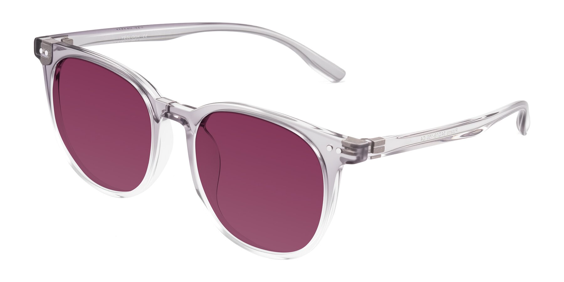 Angle of Pizarro in Crystal Gray with Wine Tinted Lenses