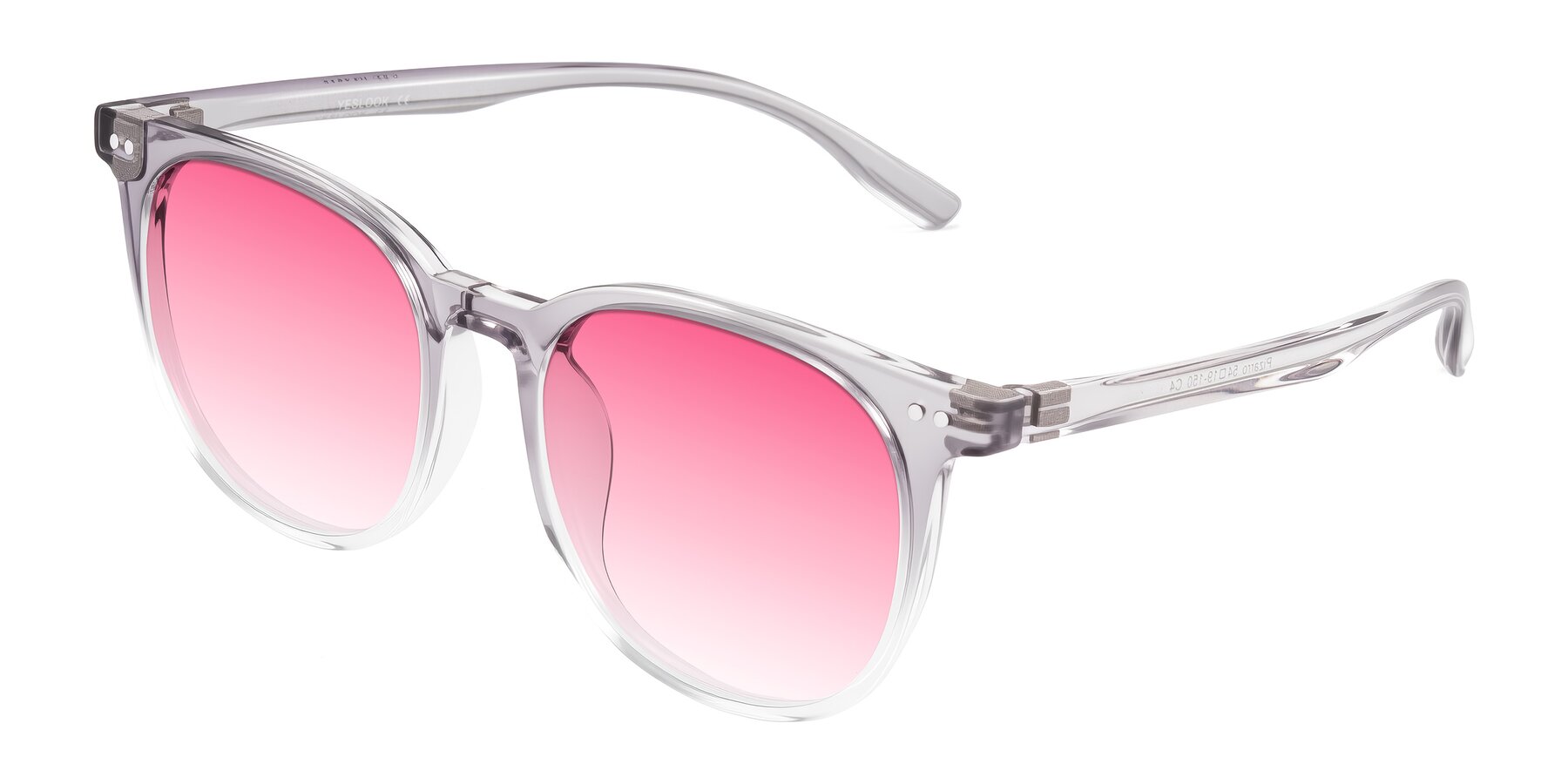 Angle of Pizarro in Crystal Gray with Pink Gradient Lenses
