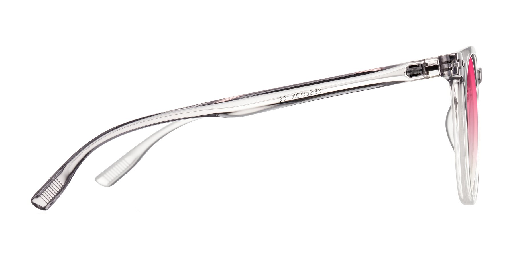 Side of Pizarro in Crystal Gray with Pink Gradient Lenses