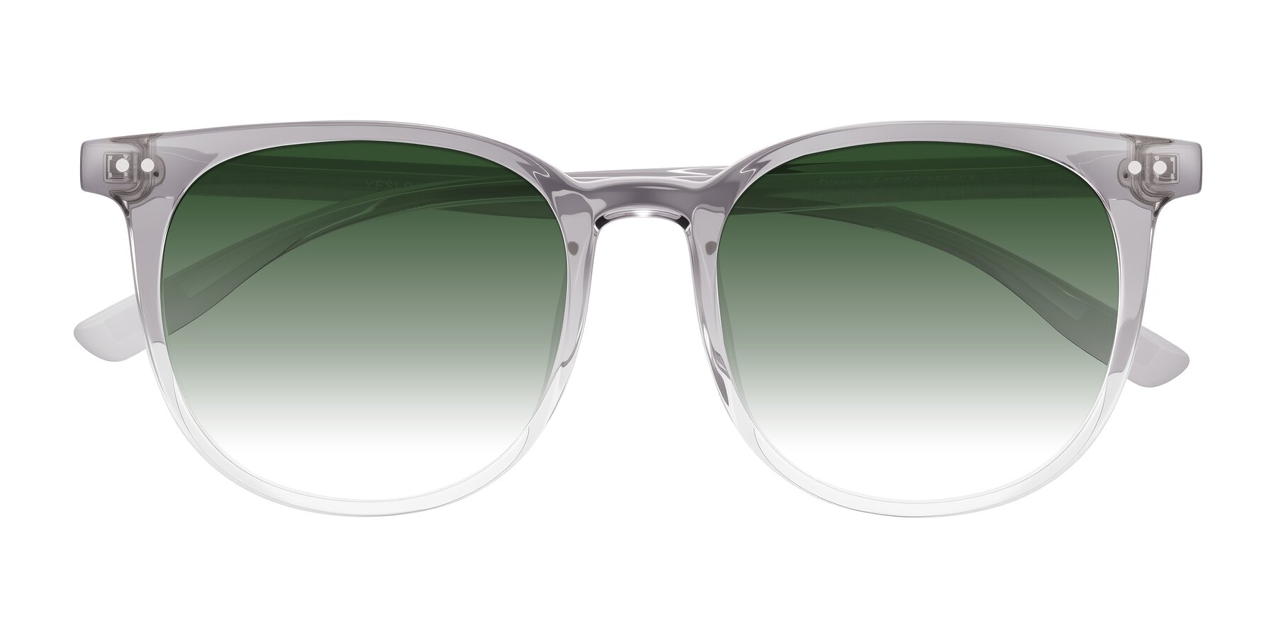 Folded Front of Pizarro in Crystal Gray with Green Gradient Lenses