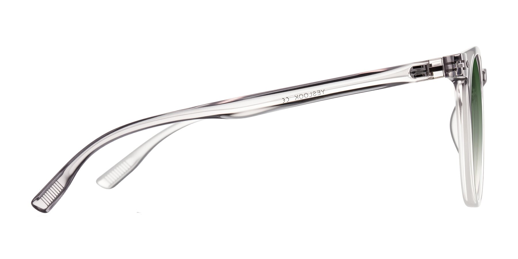 Side of Pizarro in Crystal Gray with Green Gradient Lenses