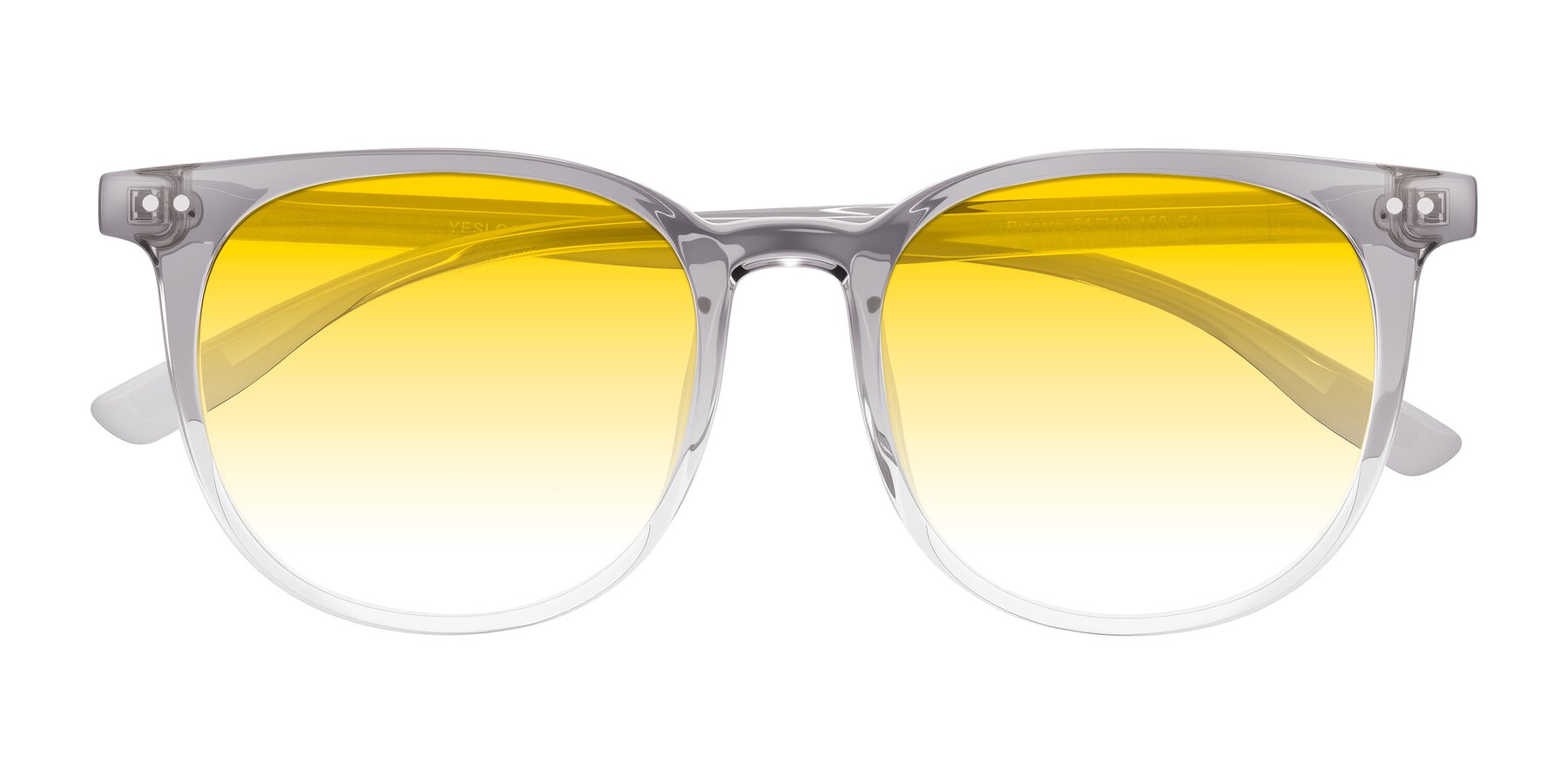 Folded Front of Pizarro in Crystal Gray with Yellow Gradient Lenses