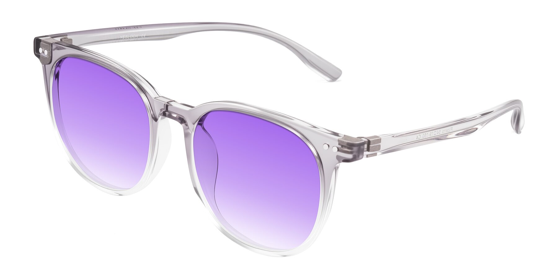 Angle of Pizarro in Crystal Gray with Purple Gradient Lenses