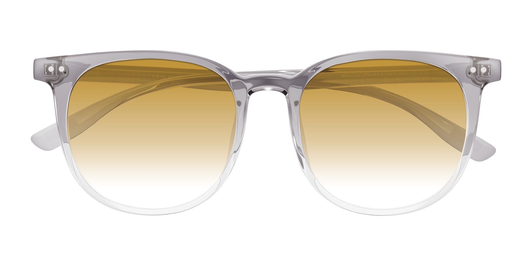 Folded Front of Pizarro in Crystal Gray with Champagne Gradient Lenses