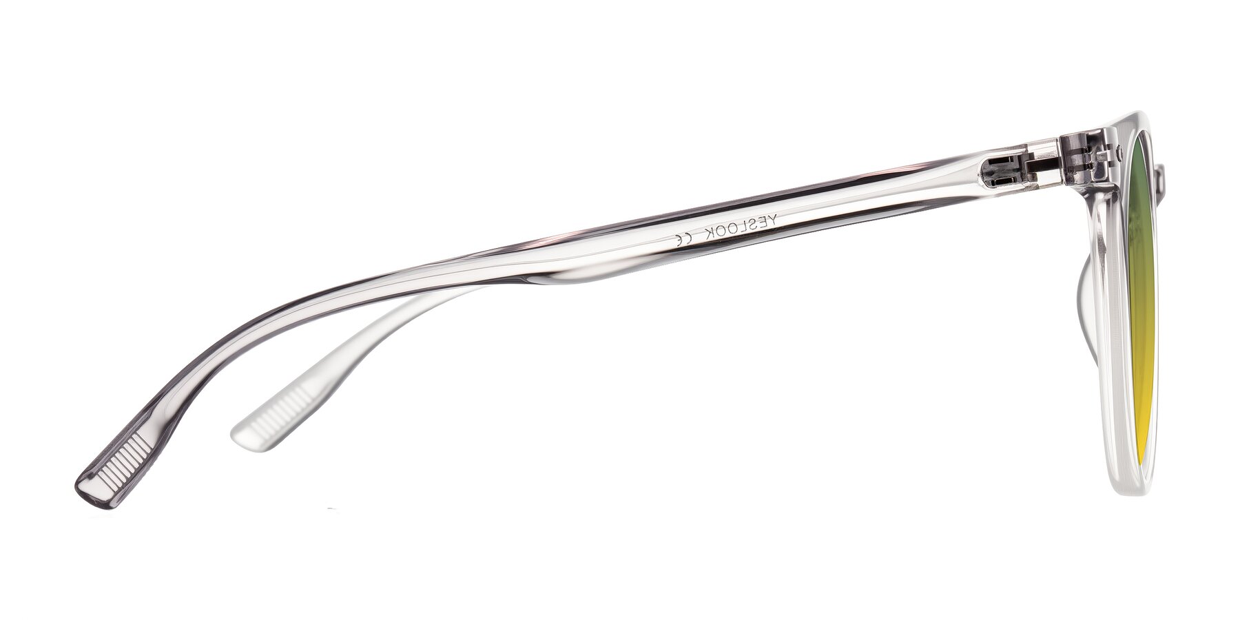 Side of Pizarro in Crystal Gray with Green / Yellow Gradient Lenses