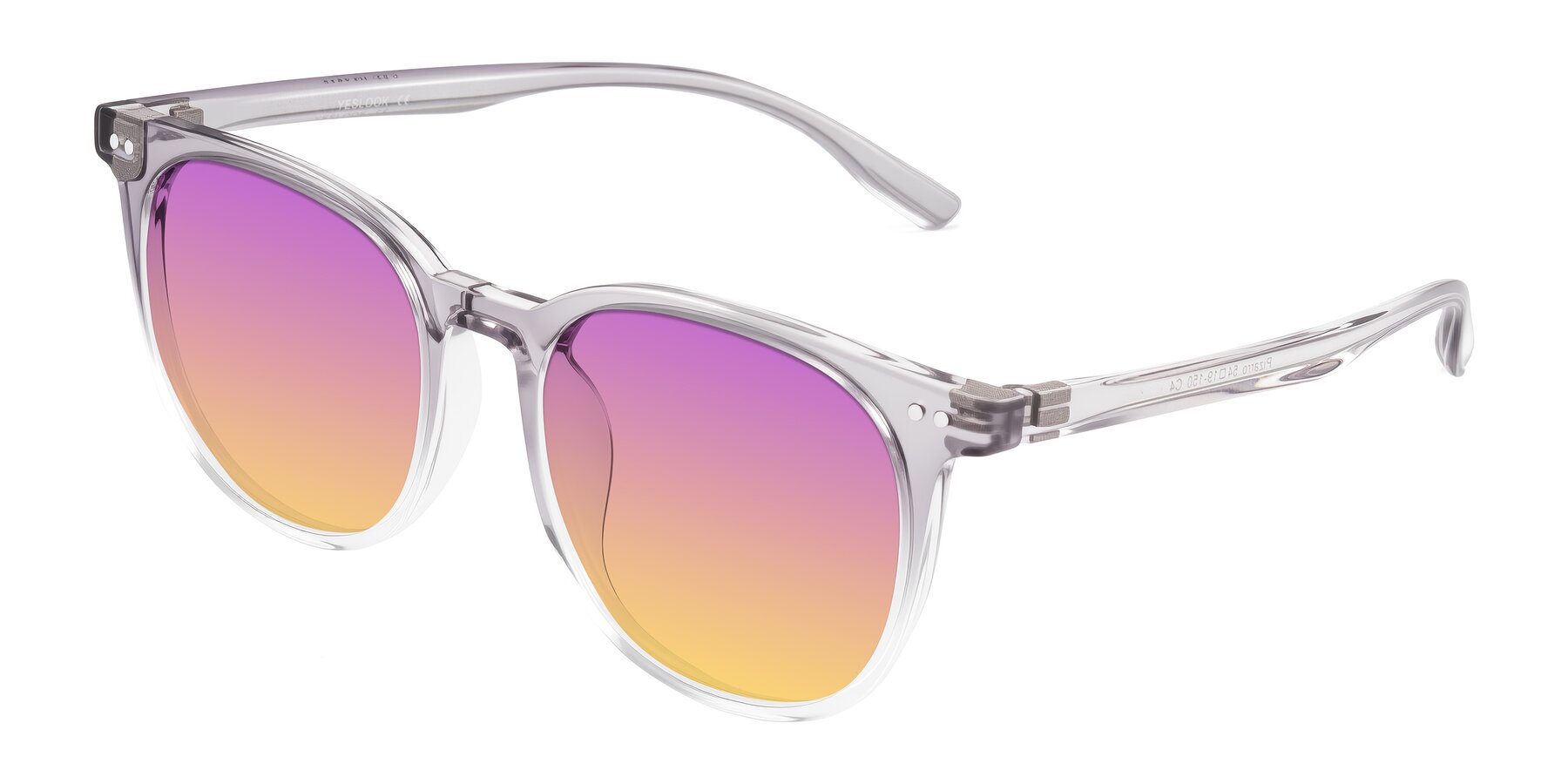 Angle of Pizarro in Crystal Gray with Purple / Yellow Gradient Lenses
