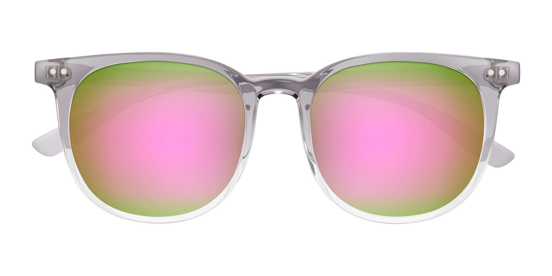 Folded Front of Pizarro in Crystal Gray with Pink Mirrored Lenses