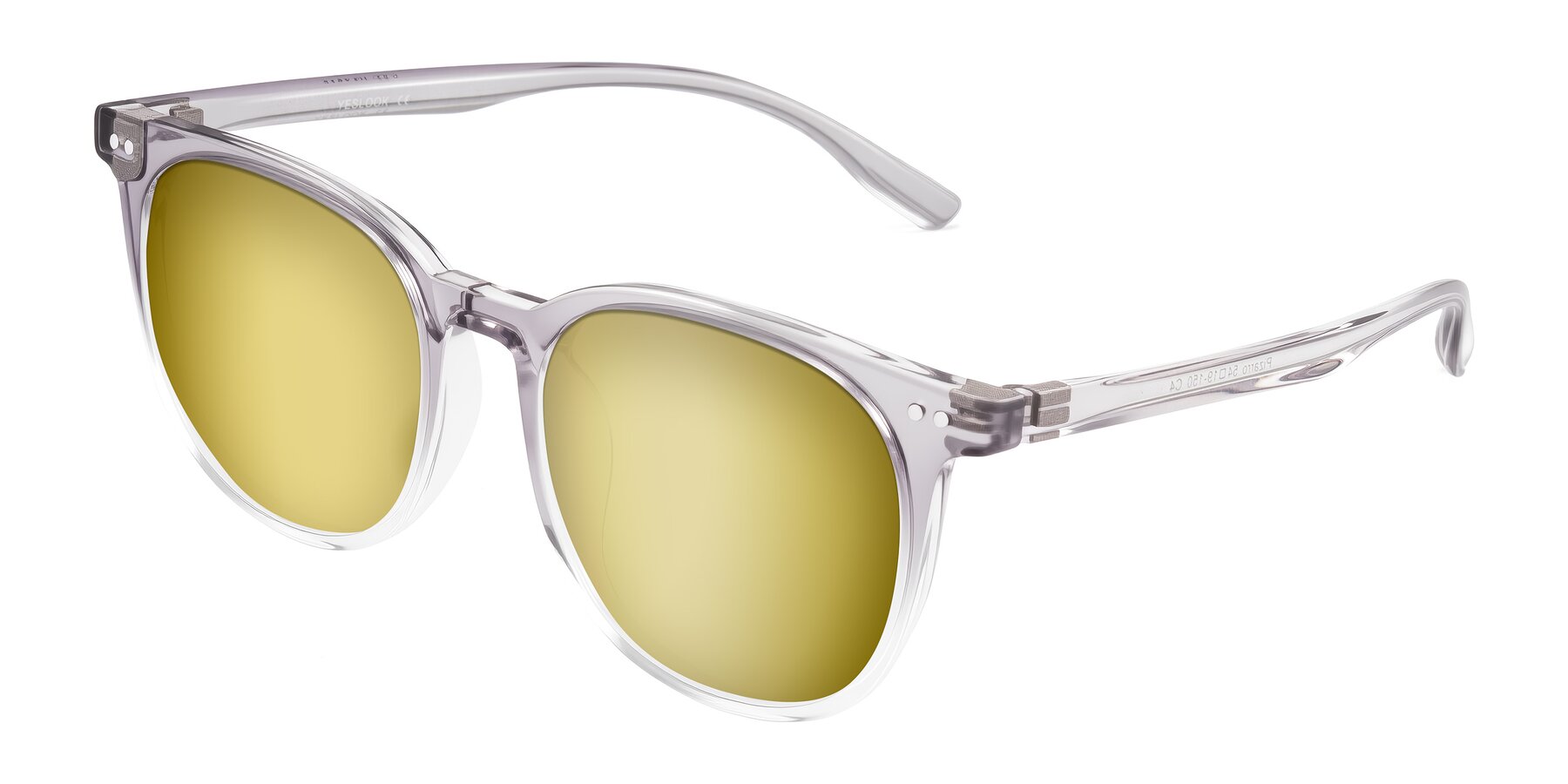 Angle of Pizarro in Crystal Gray with Gold Mirrored Lenses