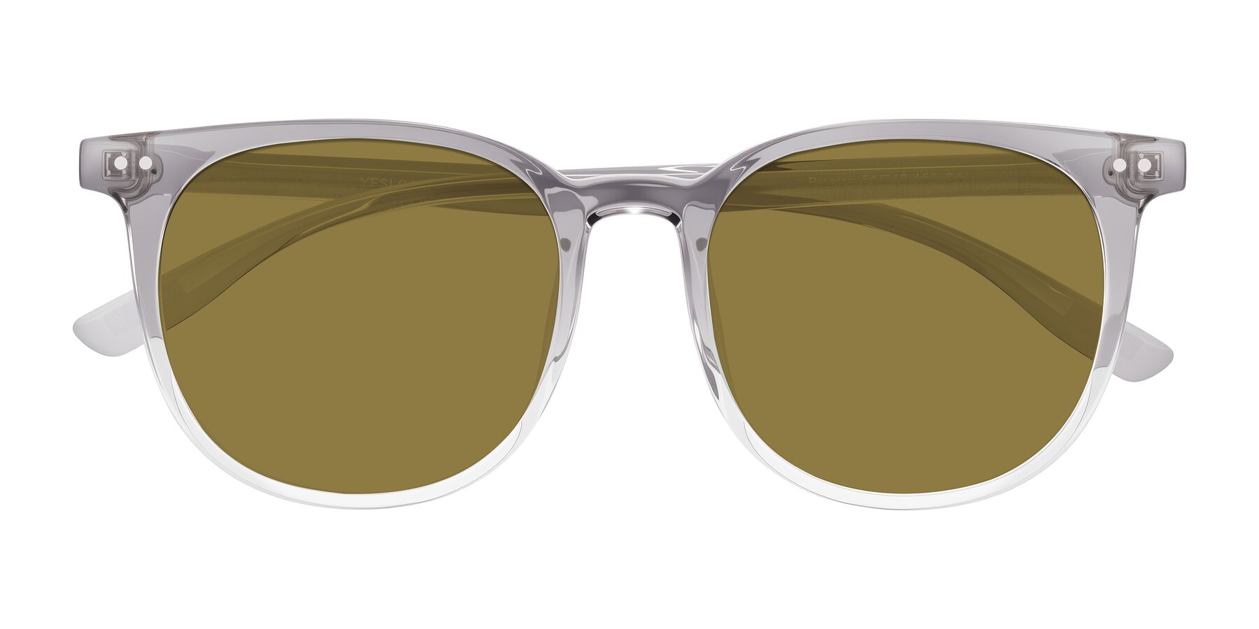 Folded Front of Pizarro in Crystal Gray with Brown Polarized Lenses