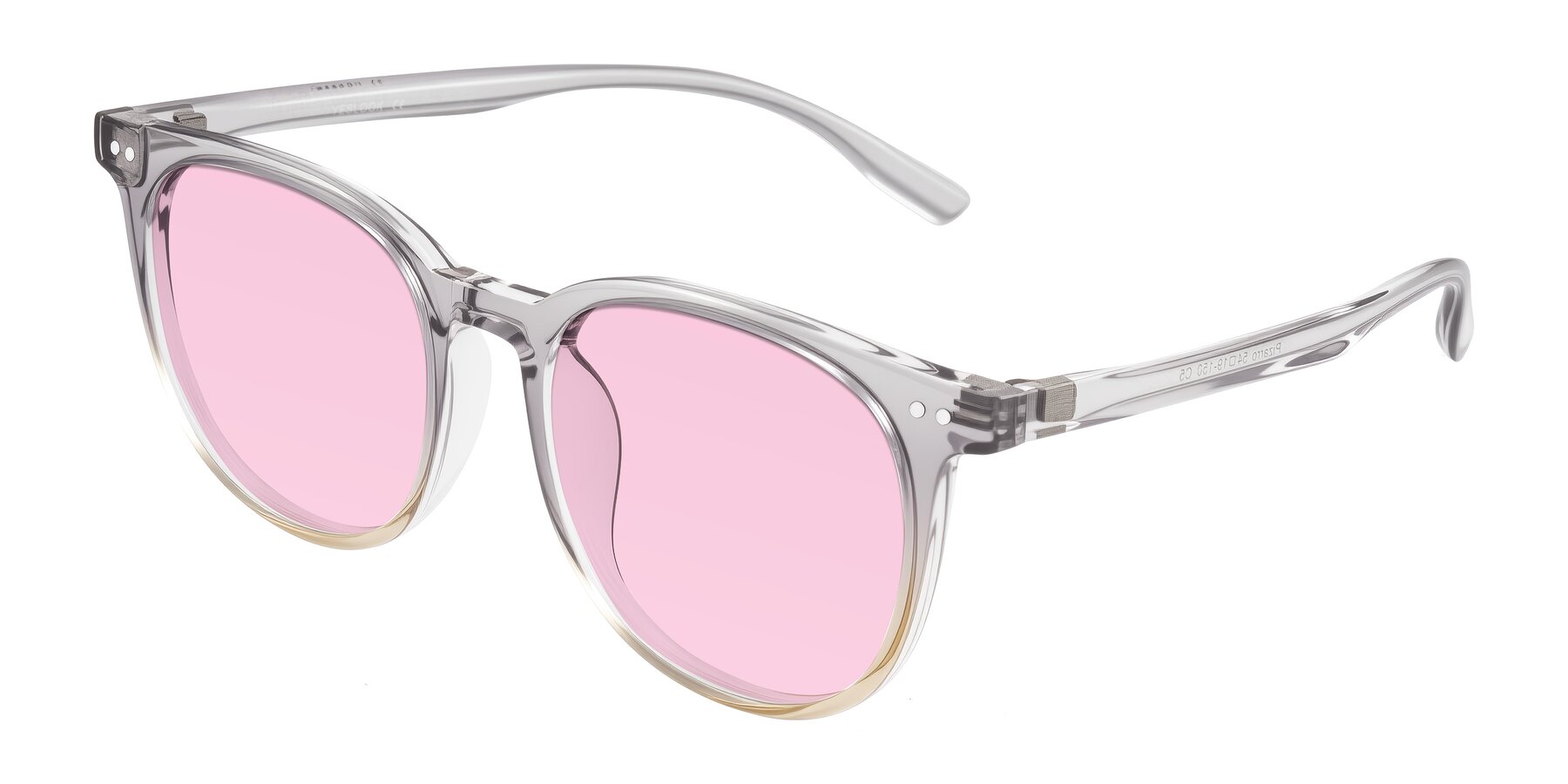 Angle of Pizarro in Crystal Gray/Champagne with Light Pink Tinted Lenses