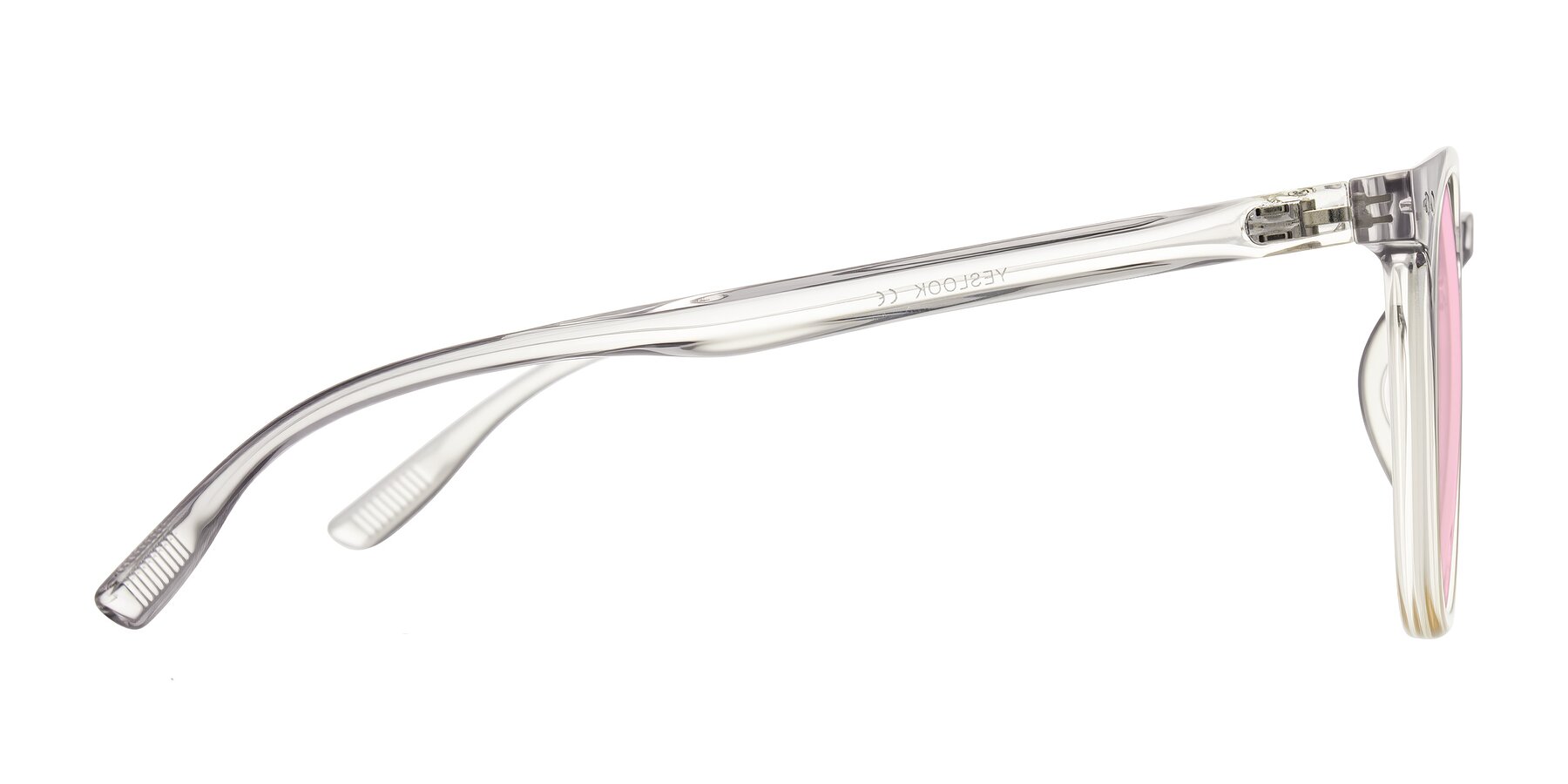 Side of Pizarro in Crystal Gray/Champagne with Light Pink Tinted Lenses