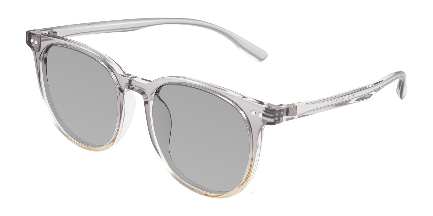 Angle of Pizarro in Crystal Gray/Champagne with Light Gray Tinted Lenses
