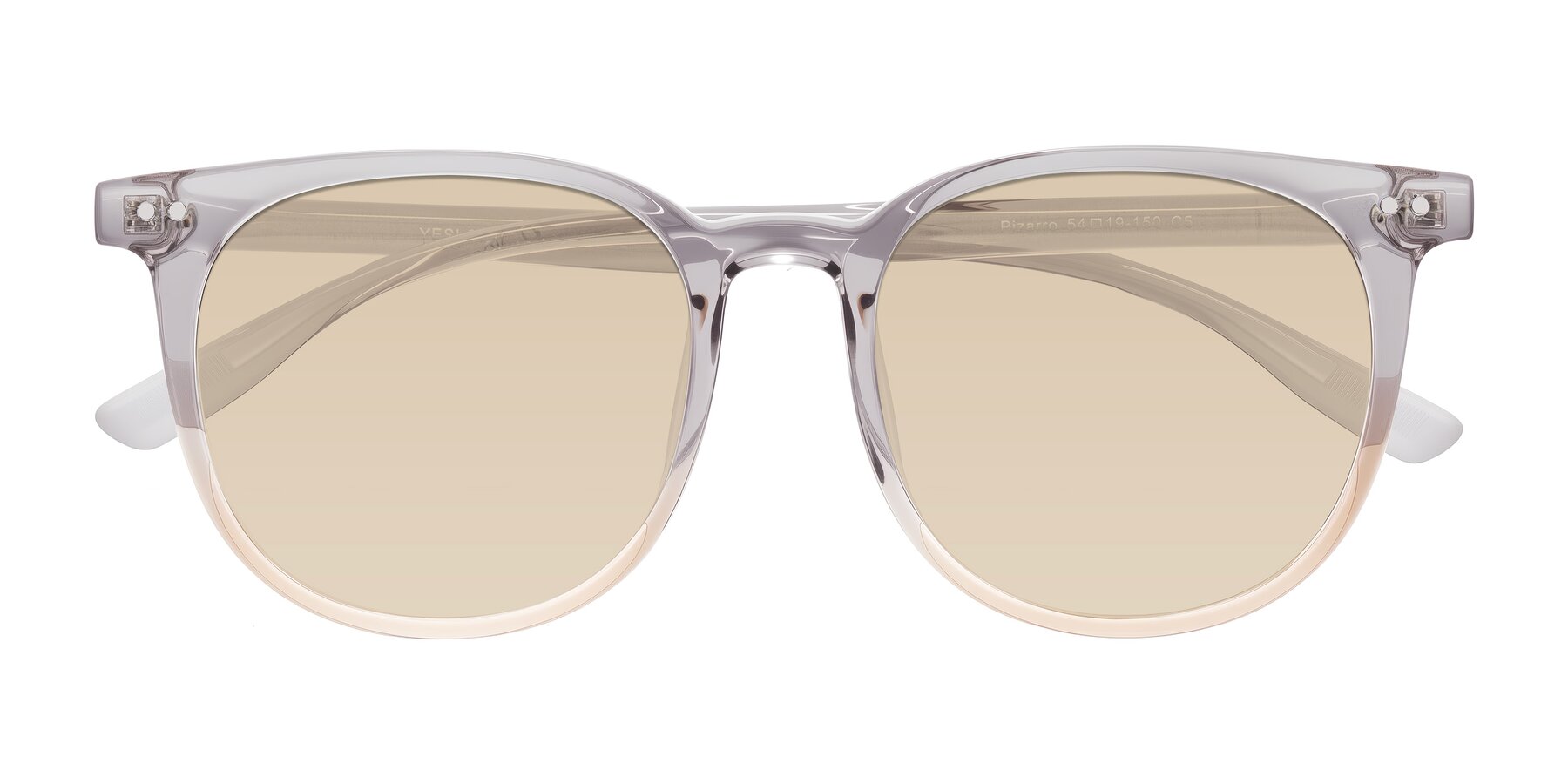 Folded Front of Pizarro in Crystal Gray/Champagne with Light Brown Tinted Lenses