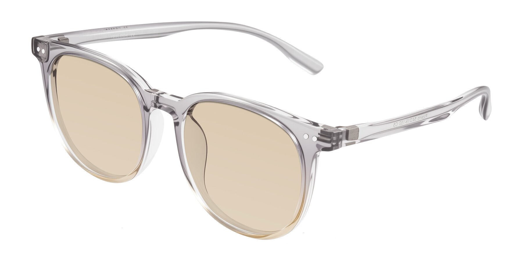 Angle of Pizarro in Crystal Gray/Champagne with Light Brown Tinted Lenses