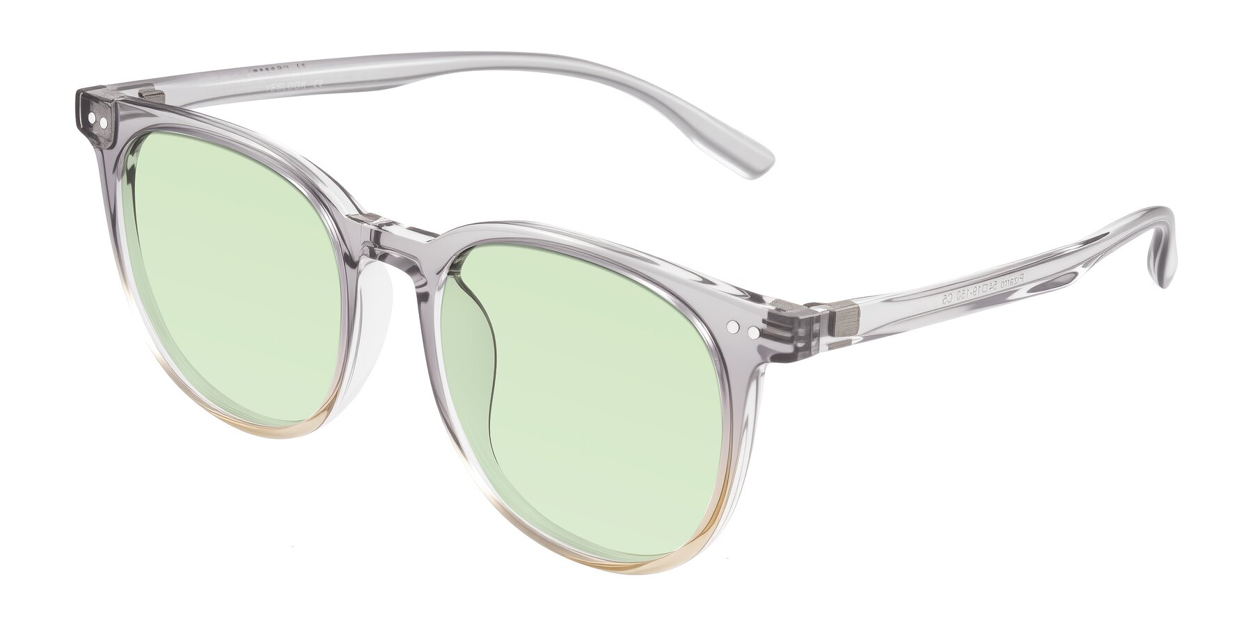 Angle of Pizarro in Crystal Gray/Champagne with Light Green Tinted Lenses