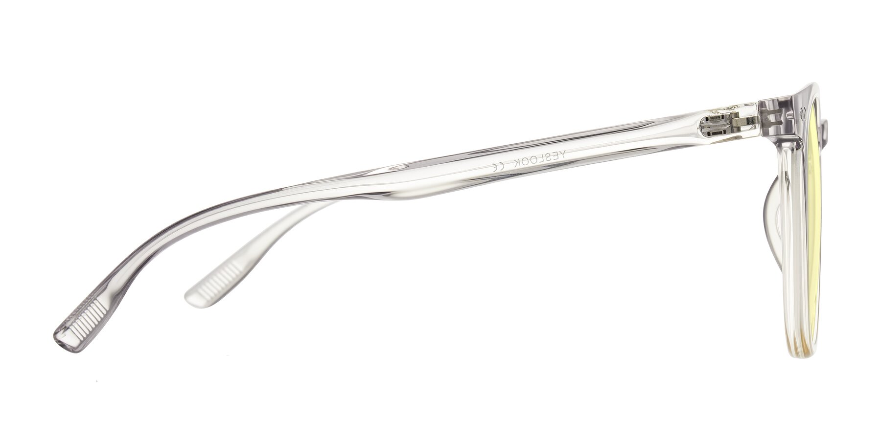 Side of Pizarro in Crystal Gray/Champagne with Light Yellow Tinted Lenses