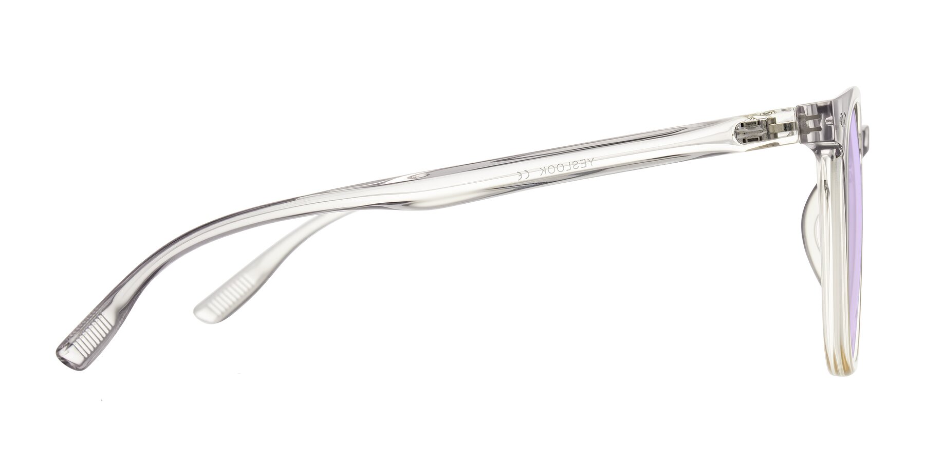 Side of Pizarro in Crystal Gray/Champagne with Light Purple Tinted Lenses