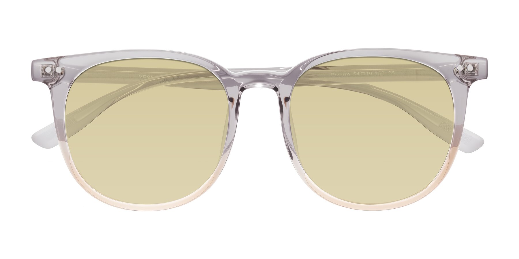 Folded Front of Pizarro in Crystal Gray/Champagne with Light Champagne Tinted Lenses