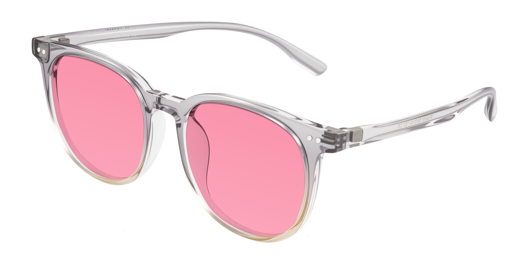 Angle of Pizarro in Crystal Gray/Champagne with Pink Tinted Lenses