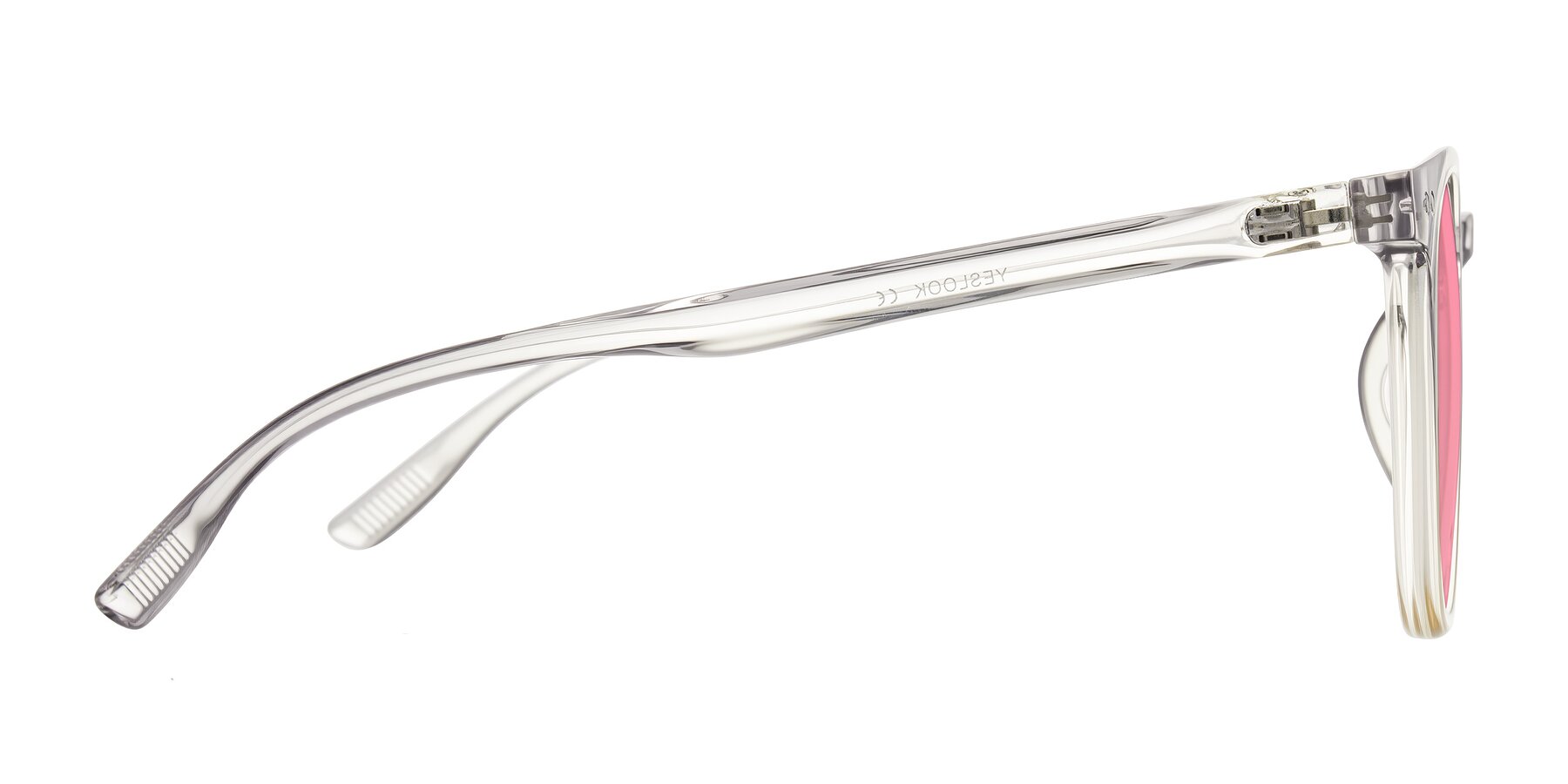 Side of Pizarro in Crystal Gray/Champagne with Pink Tinted Lenses