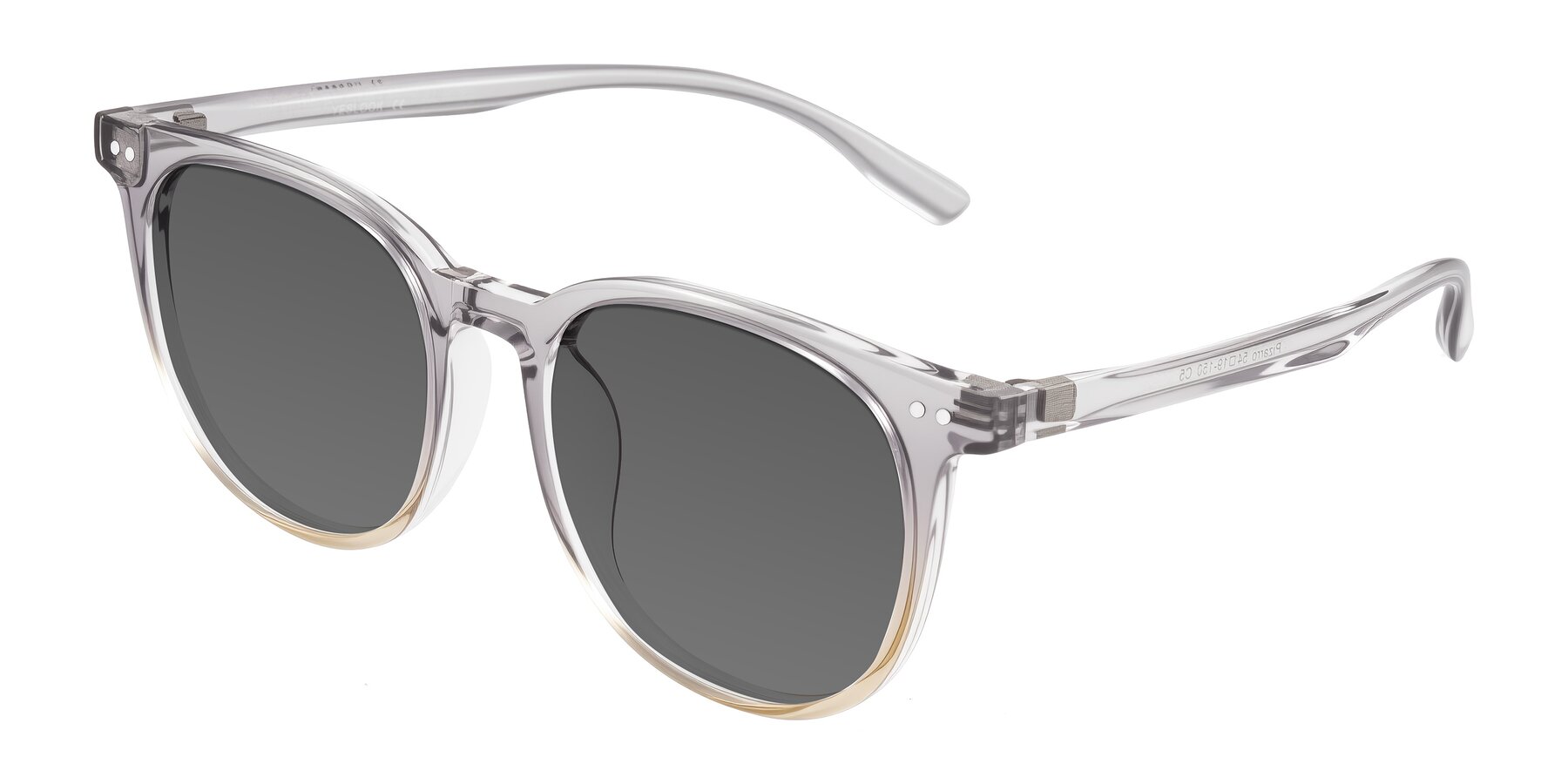 Angle of Pizarro in Crystal Gray/Champagne with Medium Gray Tinted Lenses