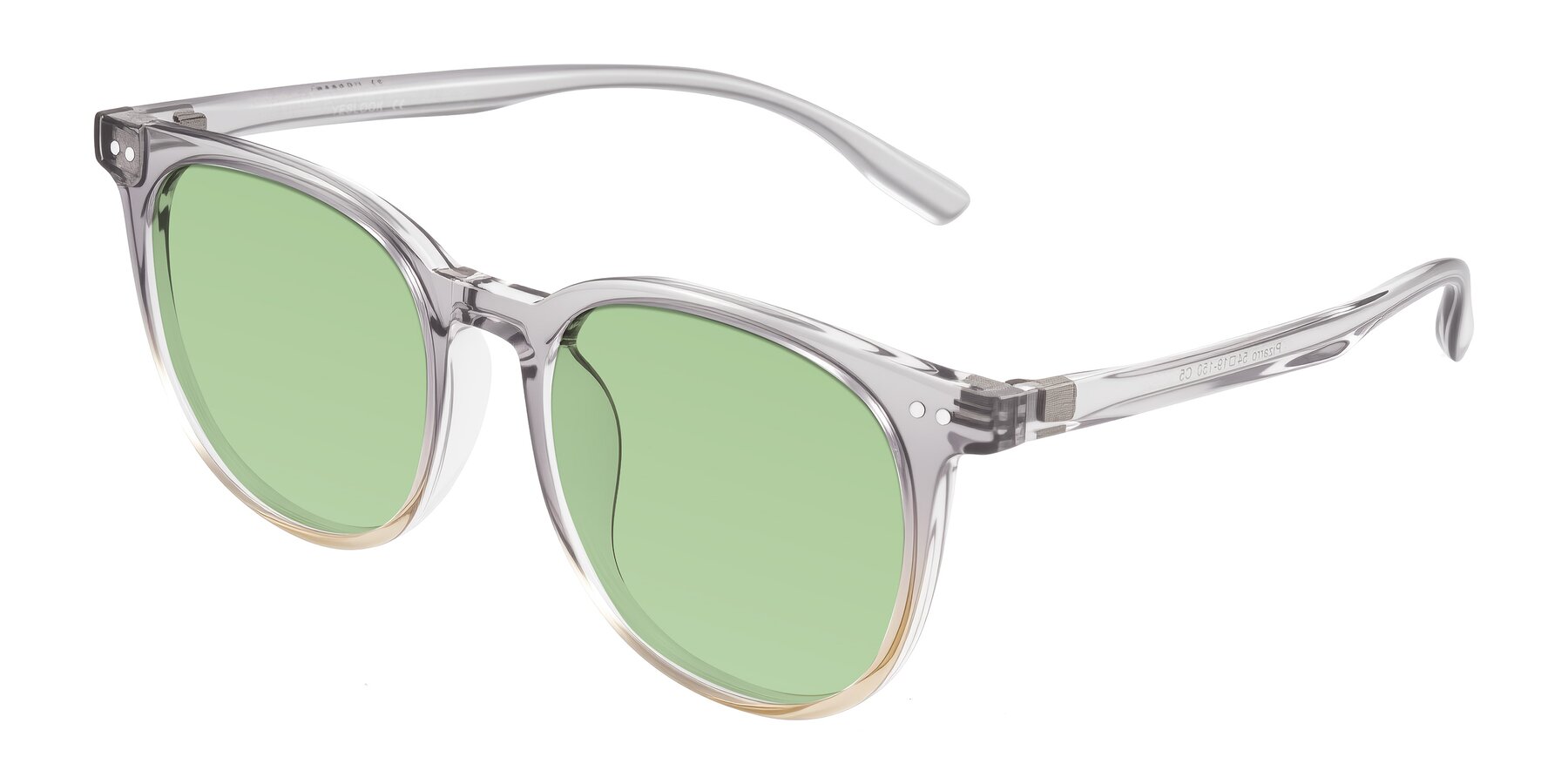 Angle of Pizarro in Crystal Gray/Champagne with Medium Green Tinted Lenses