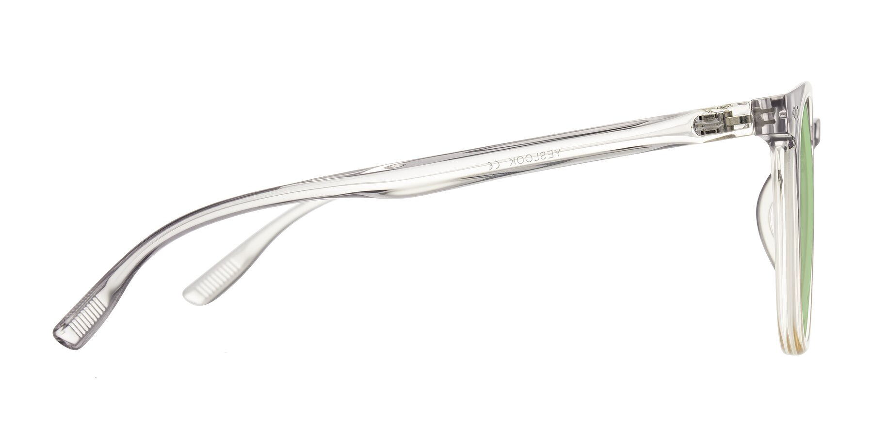 Side of Pizarro in Crystal Gray/Champagne with Medium Green Tinted Lenses