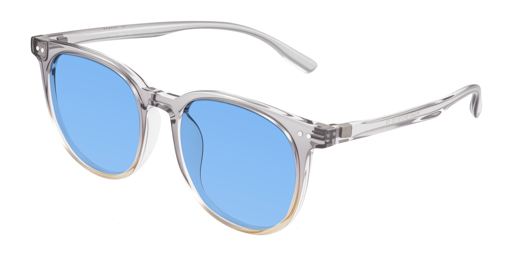 Angle of Pizarro in Crystal Gray/Champagne with Medium Blue Tinted Lenses
