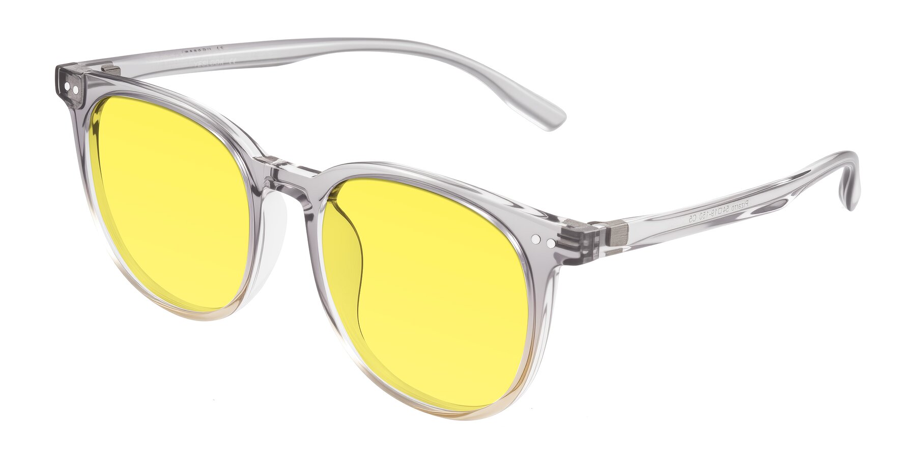 Angle of Pizarro in Crystal Gray/Champagne with Medium Yellow Tinted Lenses